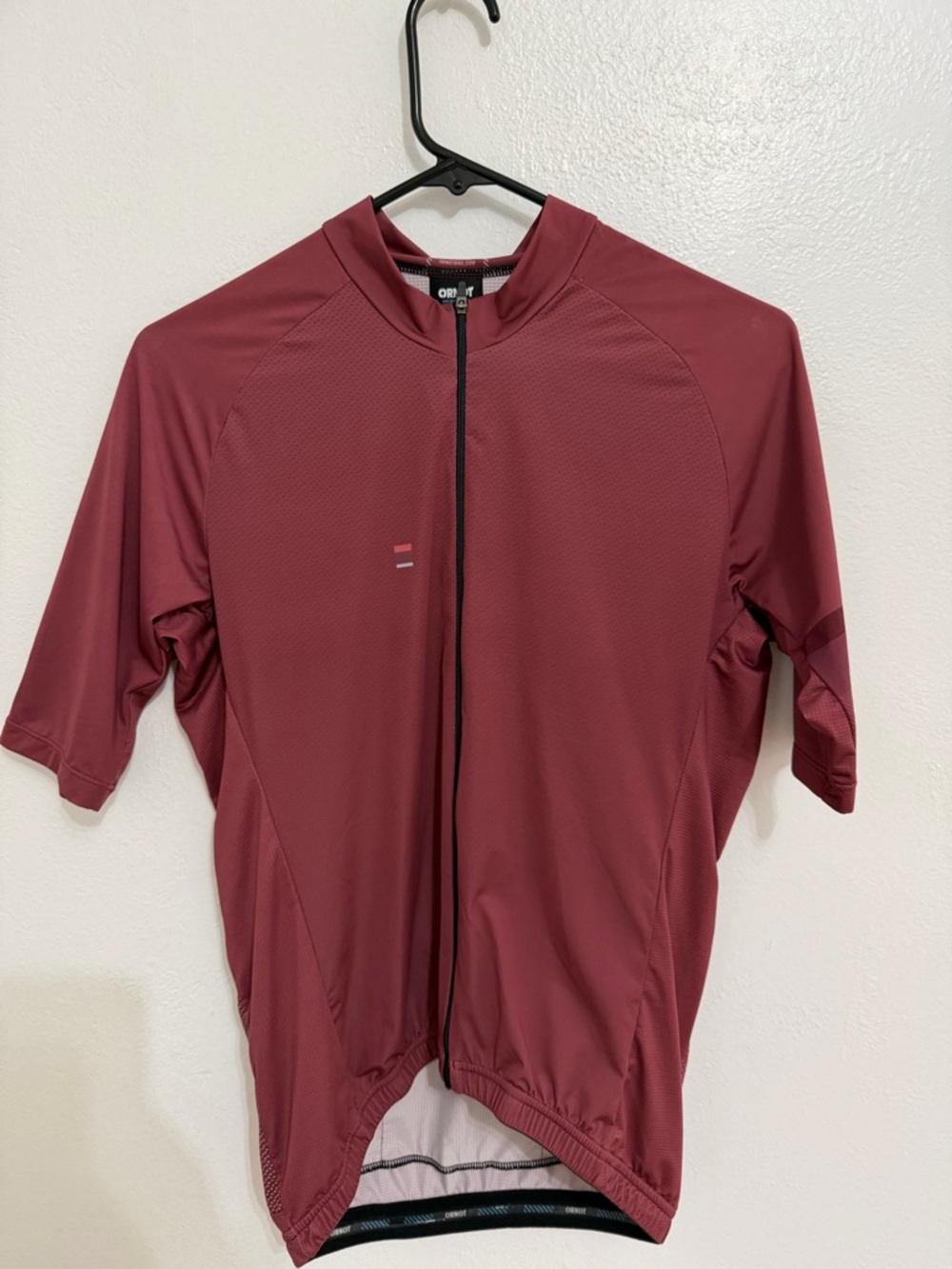 Ornot Men's Cycling Jersey - Maroon Short Sleeve Zip Front